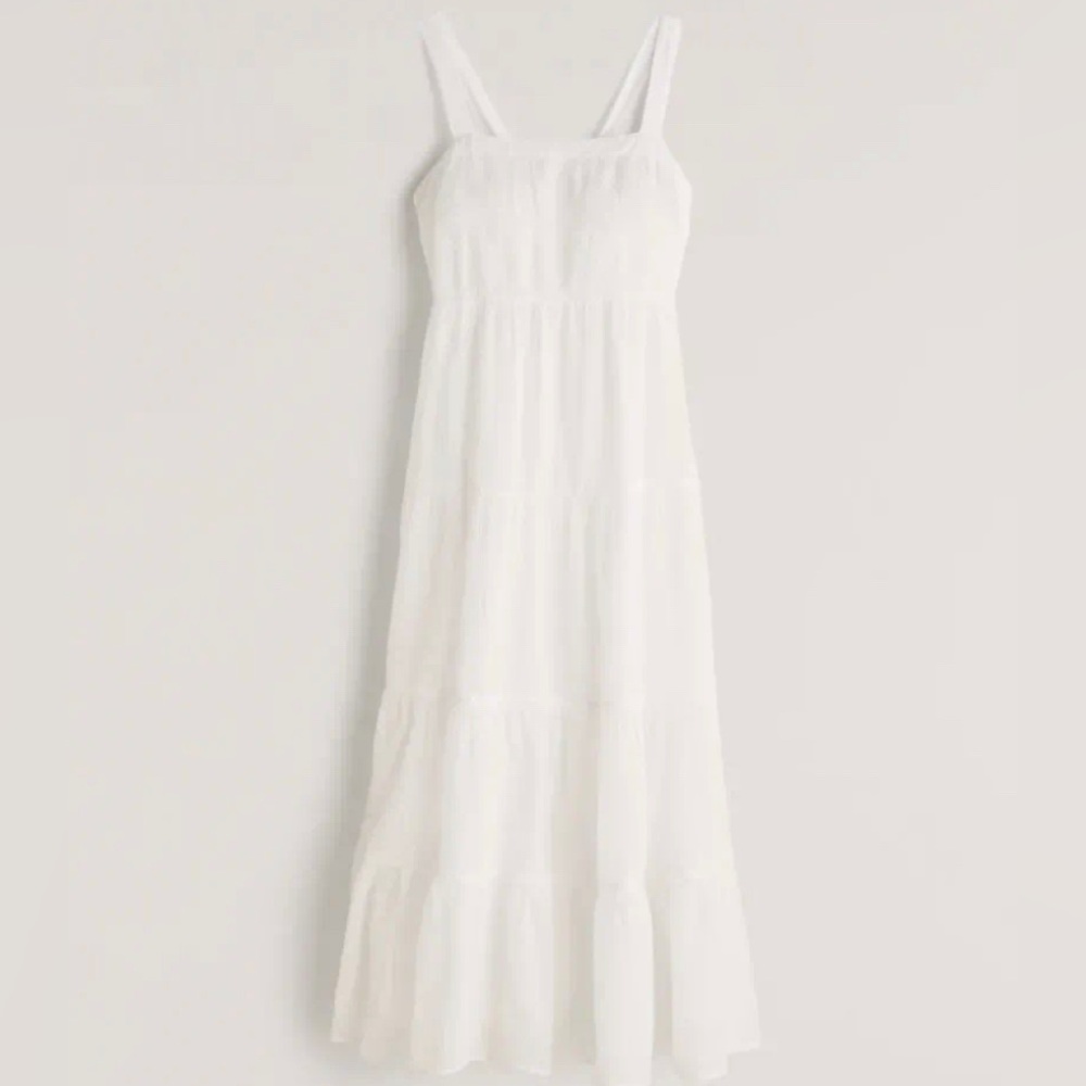 White Linen Abercrombie Midi Dress